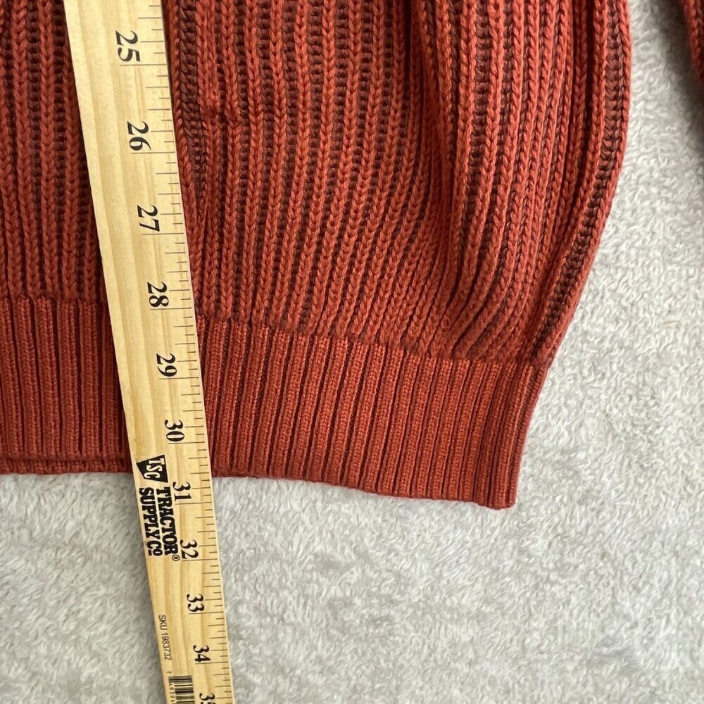 NEW Lands’ End Men’s XL Ribbed Knit Sweater Mock neck Red Rust 100% Cotton - Picture 3 of 9